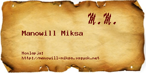 Manowill Miksa névjegykártya